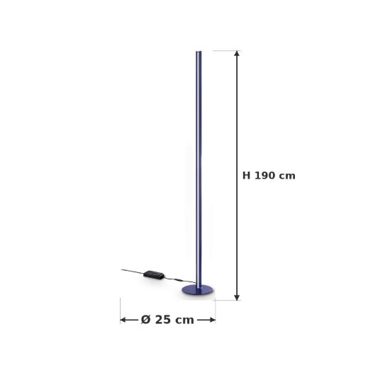 Ideal lux dorica lampada da terra led 50w 3000k dimmerabile 190cm per soggiorno moderna blu