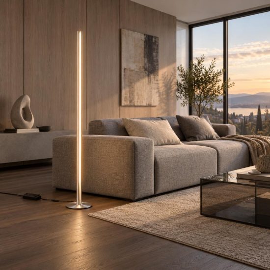 Ideal lux dorica piantana led 50w 3000k dimmerabile 190cm per soggiorno moderna acciaio