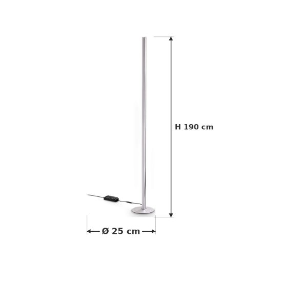 Ideal lux dorica piantana led 50w 3000k dimmerabile 190cm per soggiorno moderna acciaio