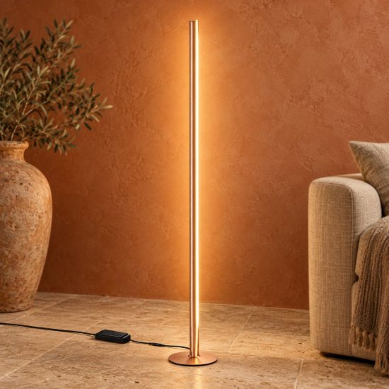 Ideal lux dorica piantana led 50w 3000k dimmerabile 190cm per soggiorno contemporanea rame