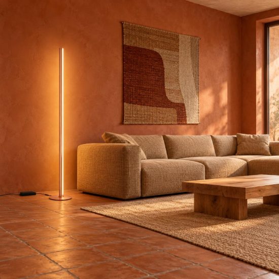 Ideal lux dorica piantana led 50w 3000k dimmerabile 190cm per soggiorno contemporanea rame