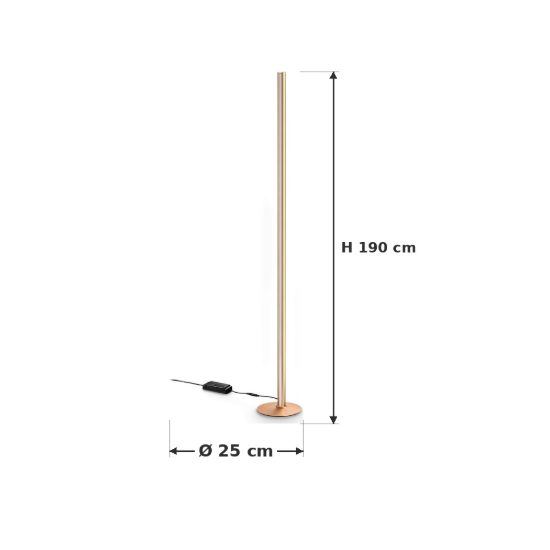 Ideal lux dorica piantana led 50w 3000k dimmerabile 190cm per soggiorno contemporanea rame