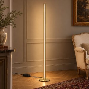 Ideal lux dorica lampada da terra led 50w 3000k dimmerabile 190cm per soggiorno contemporanea ottone