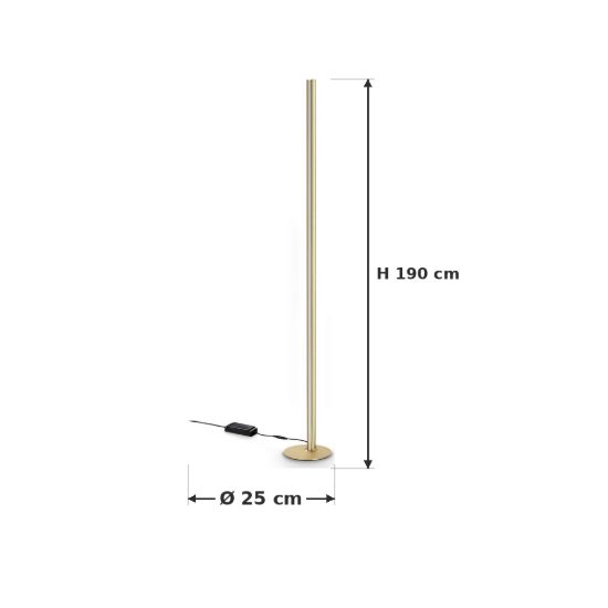 Ideal lux dorica lampada da terra led 50w 3000k dimmerabile 190cm per soggiorno contemporanea ottone