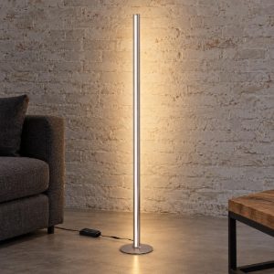 Ideal lux dorica lampada da terra led 50w 3000k dimmerabile 190cm per soggiorno moderna grigia