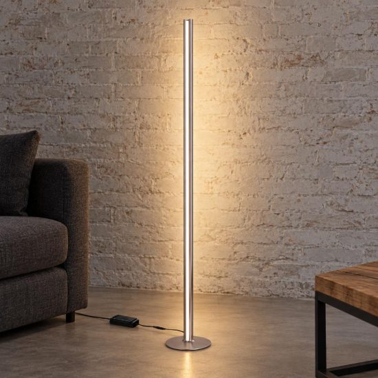 Ideal lux dorica lampada da terra led 50w 3000k dimmerabile 190cm per soggiorno moderna grigia