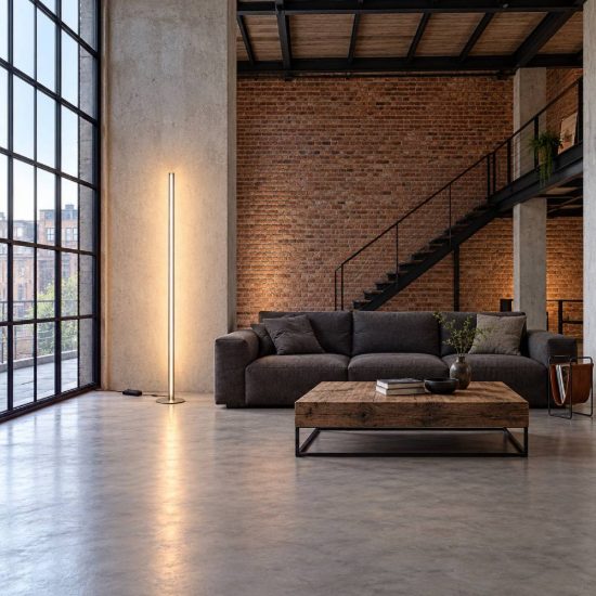 Ideal lux dorica lampada da terra led 50w 3000k dimmerabile 190cm per soggiorno moderna grigia