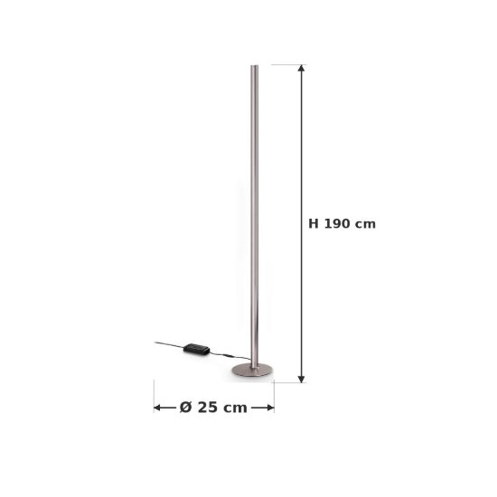 Ideal lux dorica lampada da terra led 50w 3000k dimmerabile 190cm per soggiorno moderna grigia