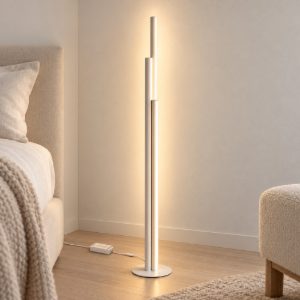 Ideal lux dorica lampada da terra led 66w 3000k dimmerabile 190cm per soggiorno moderna bianca
