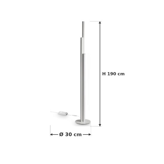 Ideal lux dorica lampada da terra led 66w 3000k dimmerabile 190cm per soggiorno moderna bianca