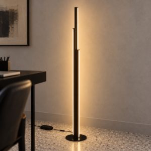 Ideal lux dorica piantana led 66w 3000k dimmerabile 190cm per soggiorno moderna nera