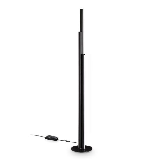 Ideal lux dorica piantana led 66w 3000k dimmerabile 190cm per soggiorno moderna nera