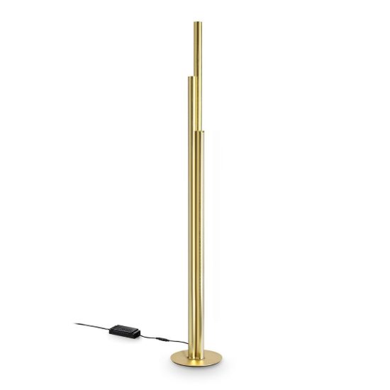 Ideal lux dorica lampada da terra led 66w 3000k dimmerabile 190cm per soggiorno contemporanea ottone