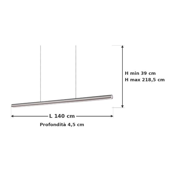 Ideal lux dorica lampadario a barra lineare led 35w 3000k dali 140cm per sala da pranzo grigio