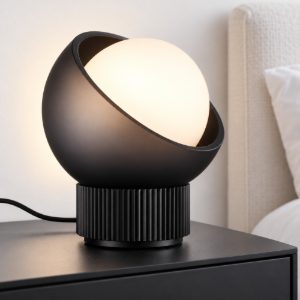 Ideal lux bloom abat-jour a sfera g9 12,7cm per comodino moderno nero