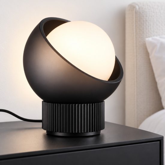 Ideal lux bloom abat-jour a sfera g9 12,7cm per comodino moderno nero