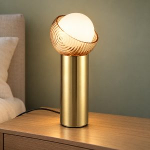 Ideal lux bloom abat-jour a sfera g9 27cm per comodino contemporaneo ottone