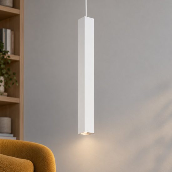 Ideal lux look lampada a sospensione a sezione quadrata 40cm per cucina bianca