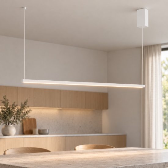 Ideal lux essence lampadario lineare a sezione quadrata led 19w 3000k 115cm per cucina bianco