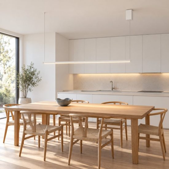 Ideal lux essence lampadario lineare a sezione quadrata led 19w 3000k 115cm per cucina bianco