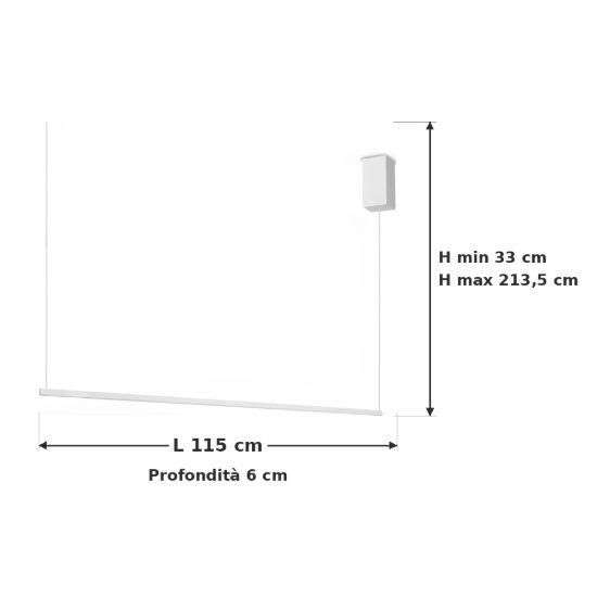 Ideal lux essence lampadario lineare a sezione quadrata led 19w 3000k 115cm per cucina bianco