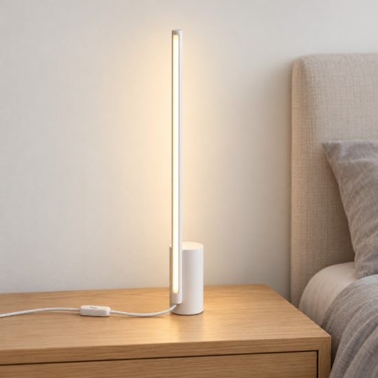 Ideal lux essence lampada da comodino lineare a sezione tonda led 12w 3000k 39,5cm bianca