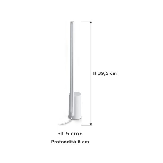 Ideal lux essence lampada da comodino lineare a sezione tonda led 12w 3000k 39,5cm bianca