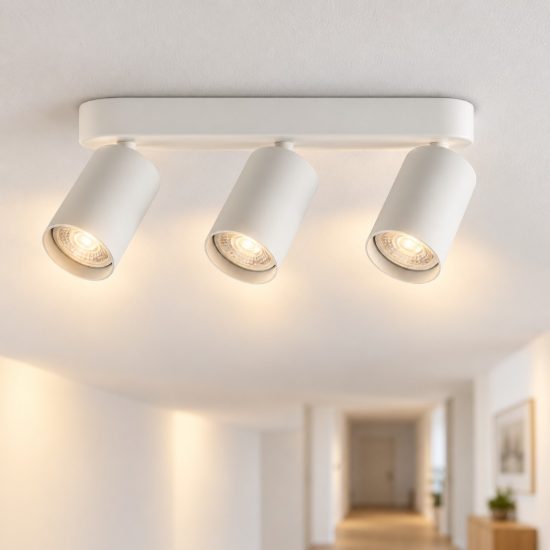 Ideal lux dynamite plafoniera lineare con 3 faretti cilindrici gu10 27,5cm bianca