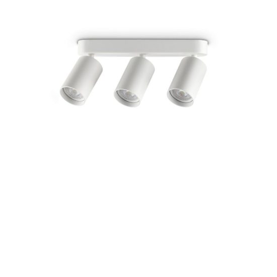Ideal lux dynamite plafoniera lineare con 3 faretti cilindrici gu10 27,5cm bianca