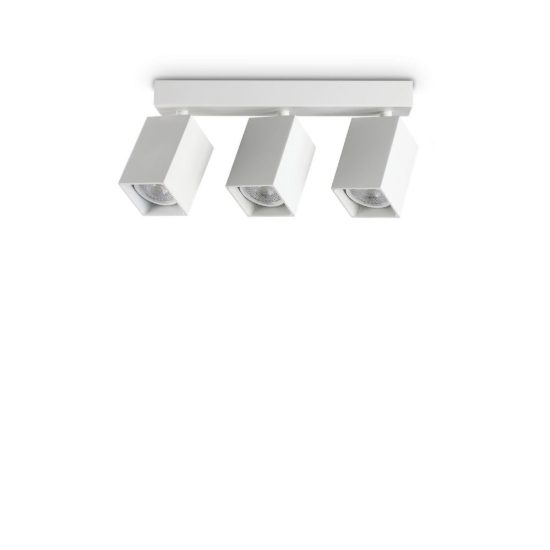 Ideal lux dynamite plafoniera lineare con 3 faretti a sezione quadrata gu10 27,5cm bianca