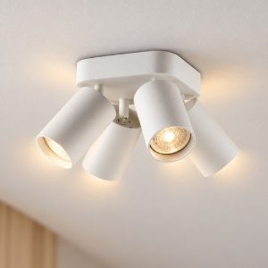 Ideal lux dynamite plafoniera con 4 faretti cilindrici gu10 13,5cm bianca