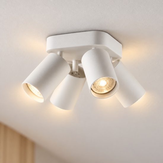 Ideal lux dynamite plafoniera con 4 faretti cilindrici gu10 13,5cm bianca
