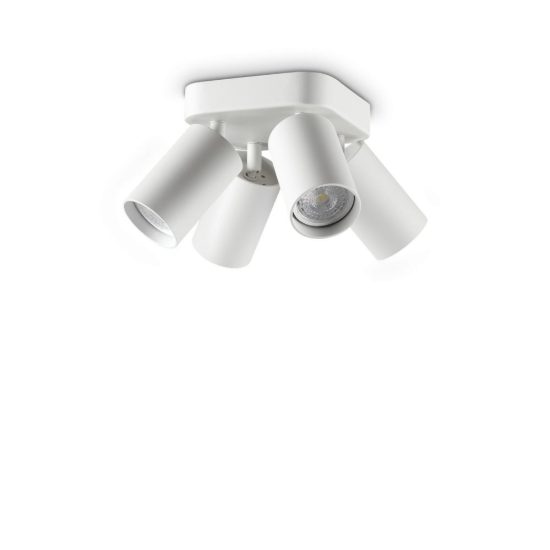 Ideal lux dynamite plafoniera con 4 faretti cilindrici gu10 13,5cm bianca