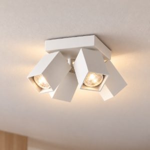 Ideal lux dynamite plafoniera con 4 faretti a sezione quadrata gu10 13,5cm bianca