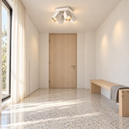 Ideal lux dynamite plafoniera con 4 faretti a sezione quadrata gu10 13,5cm bianca