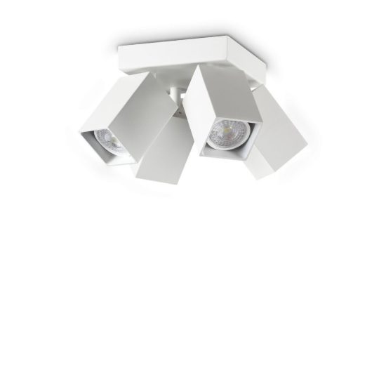 Ideal lux dynamite plafoniera con 4 faretti a sezione quadrata gu10 13,5cm bianca