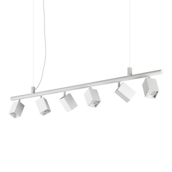 Ideal lux dynamite lampadario lineare con 6 faretti a sezione quadrata 115,5cm bianco