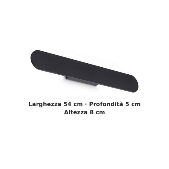 Ideal lux zig zag applique a bordi arrotondati led 23w 3000k 54cm per soggiorno moderna nera
