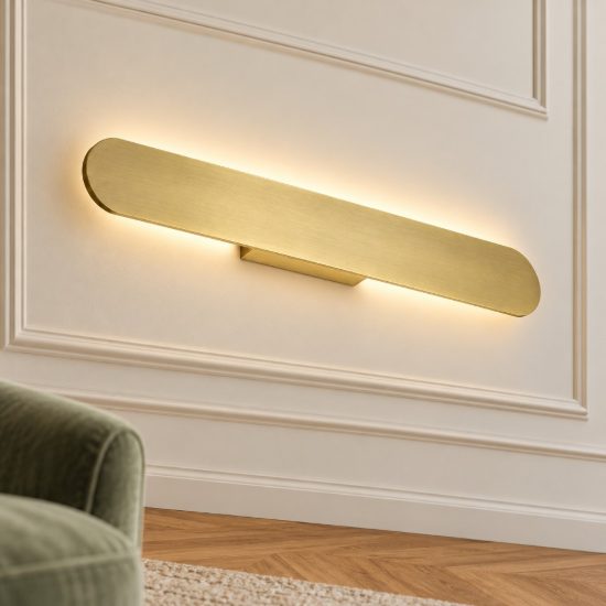 Ideal lux zig zag applique a bordi arrotondati led 23w 3000k 54cm per soggiorno ottone