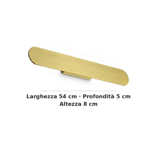 Ideal lux zig zag applique a bordi arrotondati led 23w 3000k 54cm per soggiorno ottone