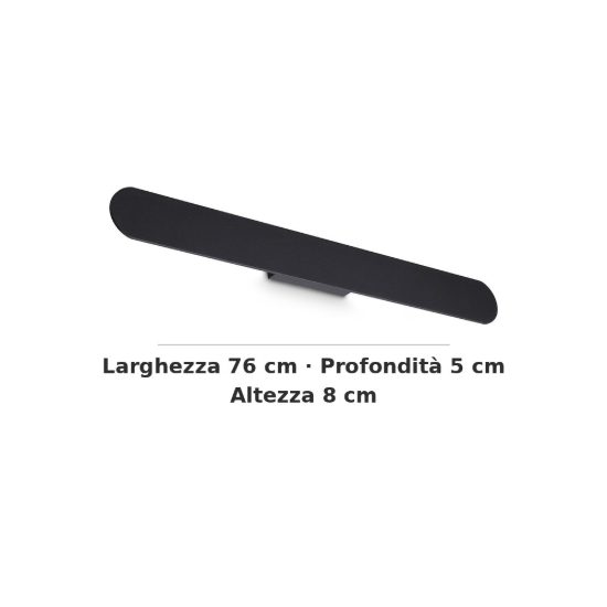 Ideal lux zig zag applique a bordi arrotondati led 30w 3000k 76cm per soggiorno moderna nera