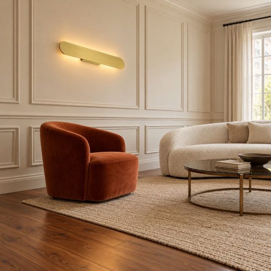 Ideal lux zig zag applique a bordi arrotondati led 30w 3000k 76cm per soggiorno ottone