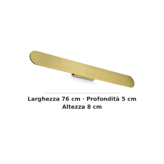 Ideal lux zig zag applique a bordi arrotondati led 30w 3000k 76cm per soggiorno ottone