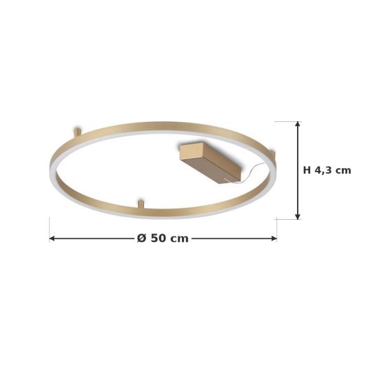 Ideal lux oracle slim plafoniera ad anello led 29w 3000k 50cm per camera da letto ottone