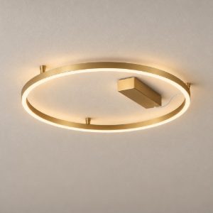 Ideal lux oracle slim plafoniera ad anello led 37w 3000k 70cm per camera da letto ottone