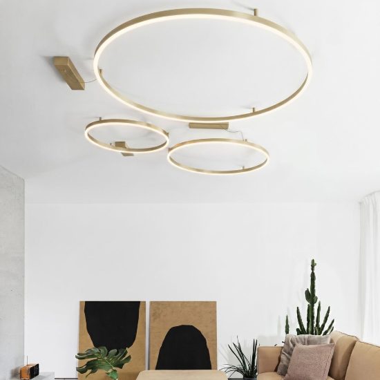 Ideal lux oracle slim plafoniera ad anello led 37w 3000k 70cm per camera da letto ottone