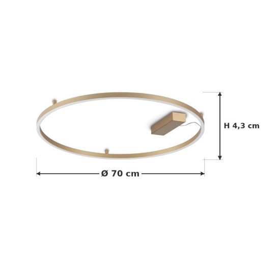 Ideal lux oracle slim plafoniera ad anello led 37w 3000k 70cm per camera da letto ottone