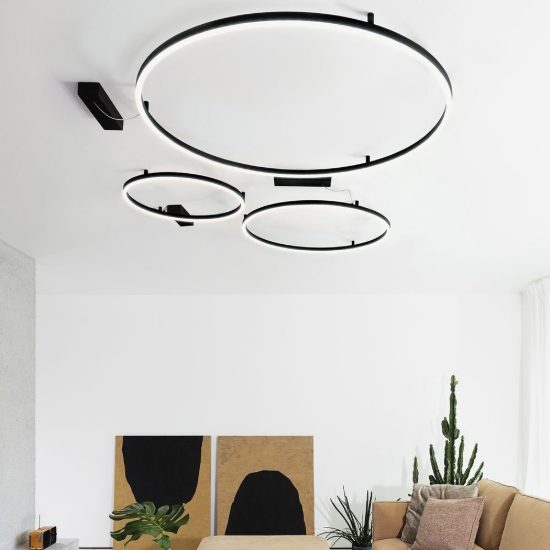 Ideal lux oracle slim plafoniera ad anello led 53w 3000k 90cm per camera da letto ottone