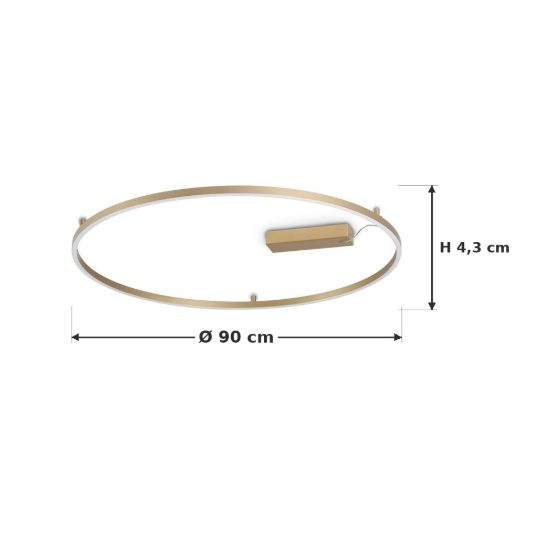 Ideal lux oracle slim plafoniera ad anello led 53w 3000k 90cm per camera da letto ottone