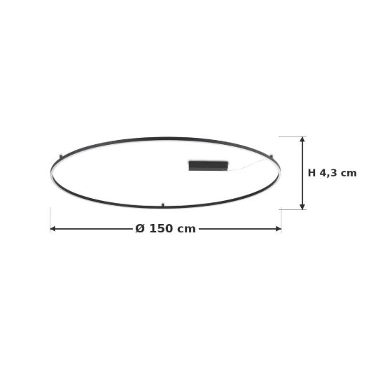 Ideal lux oracle slim plafoniera ad anello led 83w 3000k 150cm per soggiorno moderna nera